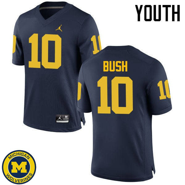 Youth University of Michigan #10 Devin Bush Navy Fashion Player Jersey